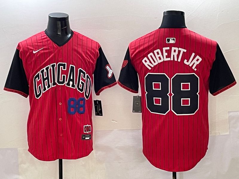 Men Chicago White Sox #88 Robert jr Red Stripe Joint Name 2025 Nike MLB Jersey style 7->chicago white sox->MLB Jersey